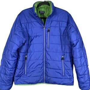 Lands' End Men's Size M Quilted Jacket Blue Green Nylon Primaloft